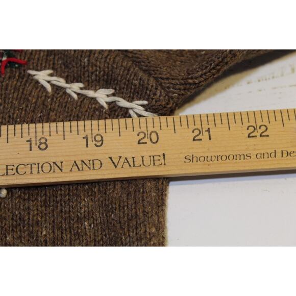 B.P.Design Vtg Wool Blend Women's M Brown Full-Zip Christmas Sweater Embroidered - Picture 11 of 13